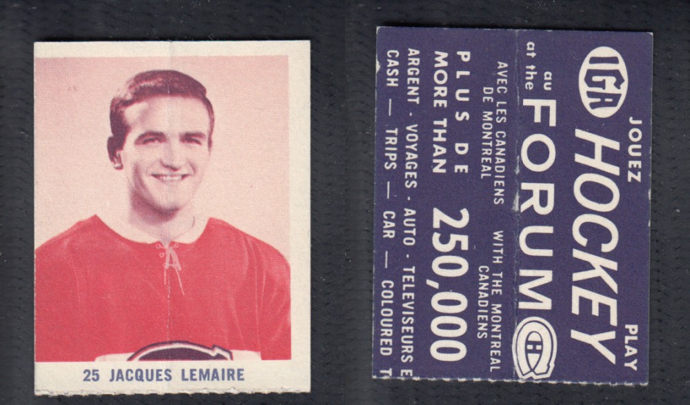 1967-68 IGA MONTREAL CANADIENS HOCKEY CARD #25 J. LEMAIRE photo 1967-68 IGA MONTREAL CANADIENS HOCKEY CARD #25 J. LEMAIRE photo