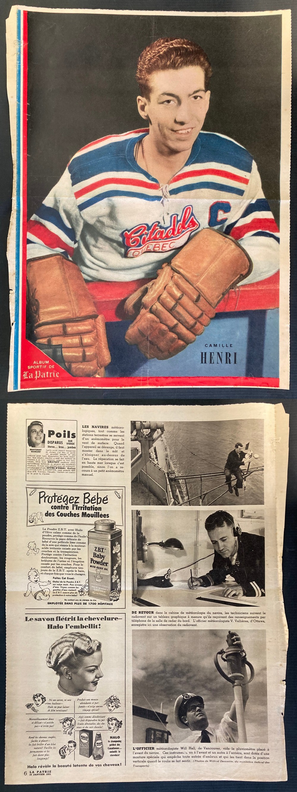 1952-53 LA PATIRE NEWSPAPER PHOTO C. HENRY photo 1952-53 LA PATIRE NEWSPAPER PHOTO C. HENRY photo