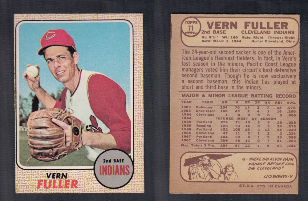 1968 O-PEE-CHEE BASEBALL CARD #71 V. FULLER photo 1968 O-PEE-CHEE BASEBALL CARD #71 V. FULLER photo