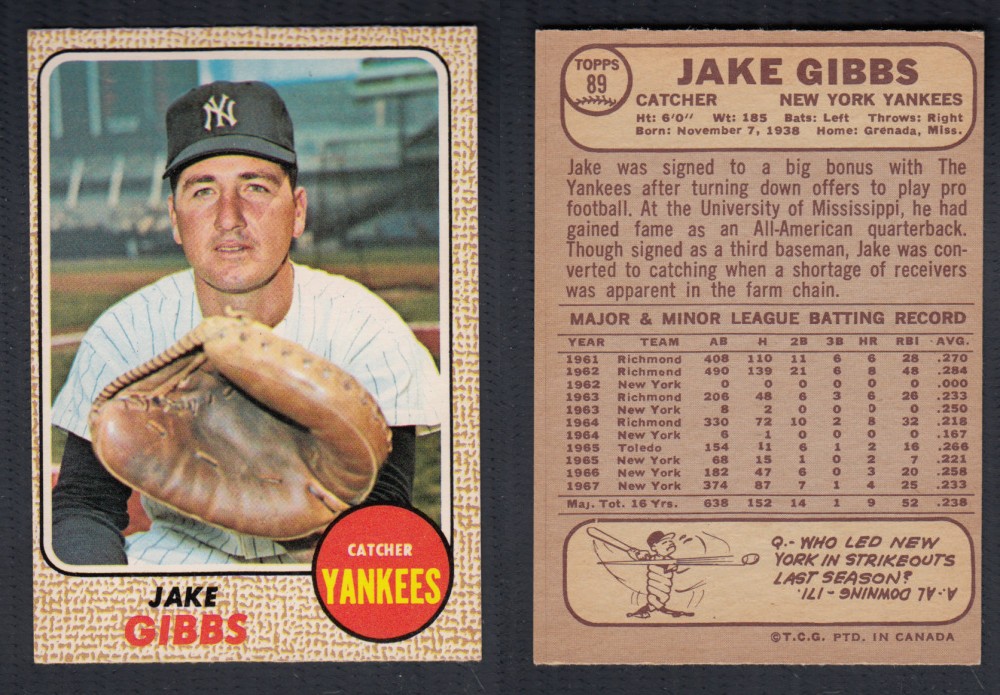 1968 O-PEE-CHEE BASEBALL CARD #89 J. GIBBS photo 1968 O-PEE-CHEE BASEBALL CARD #89 J. GIBBS photo