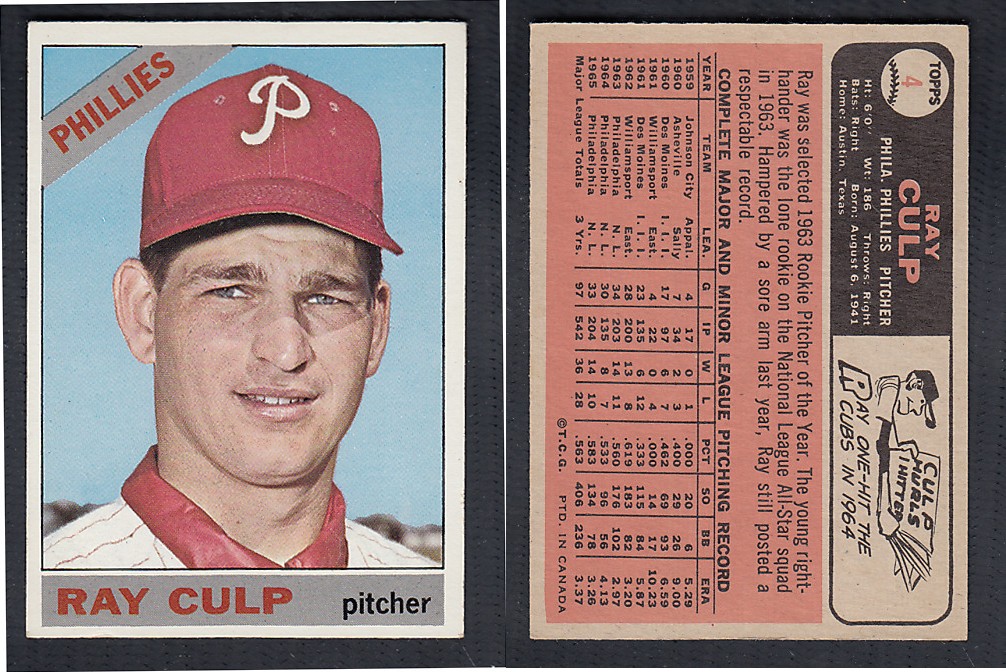 1966 O-PEE-CHEE BASEBALL CARD #4 R. CULP photo