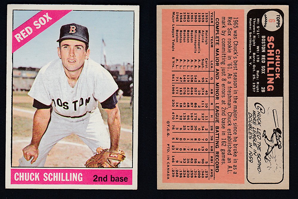 1966 O-PEE-CHEE BASEBALL CARD #6 C. SCHILLING photo
