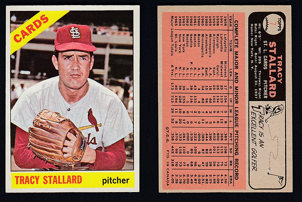 1966 O-PEE-CHEE BASEBALL CARD #7 T. STALLARD photo 1966 O-PEE-CHEE BASEBALL CARD #7 T. STALLARD photo