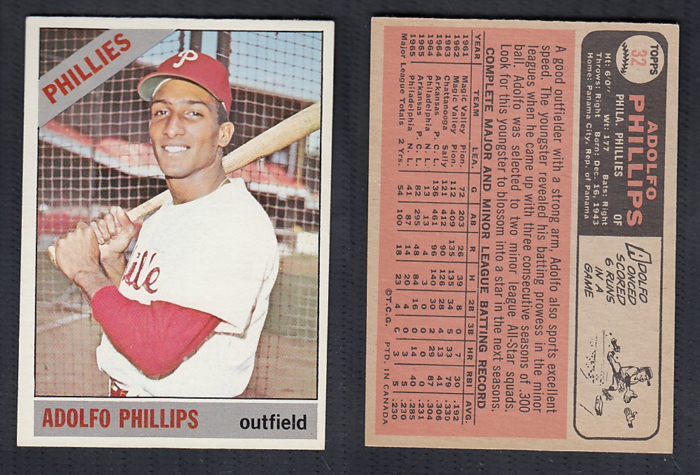 1966 O-PEE-CHEE BASEBALL CARD #32 A. PHILLIPS photo