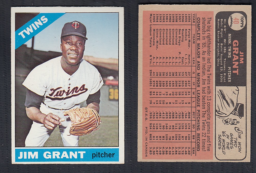 1966 O-PEE-CHEE BASEBALL CARD #40 J. GRANT photo 1966 O-PEE-CHEE BASEBALL CARD #40 J. GRANT photo