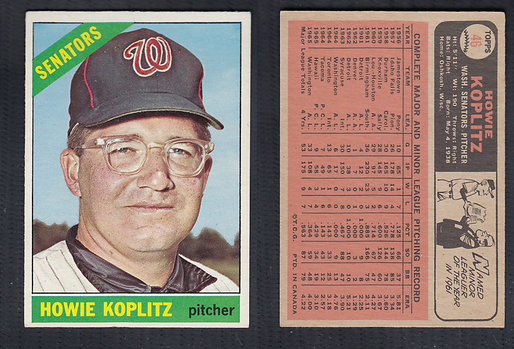 1966 O-PEE-CHEE BASEBALL CARD #46 H. KOPLITZ photo 1966 O-PEE-CHEE BASEBALL CARD #46 H. KOPLITZ photo