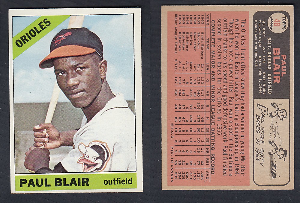 1966 O-PEE-CHEE BASEBALL CARD #48 P. BLAIR photo 1966 O-PEE-CHEE BASEBALL CARD #48 P. BLAIR photo