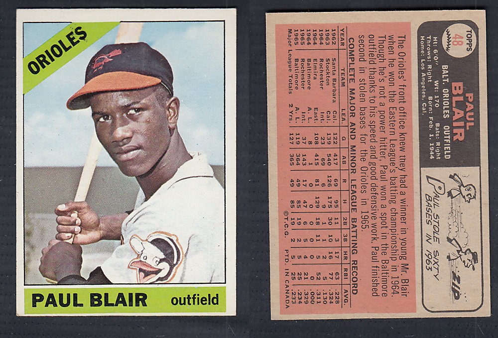 1966 O-PEE-CHEE BASEBALL CARD #48 P. BLAIR photo 1966 O-PEE-CHEE BASEBALL CARD #48 P. BLAIR photo