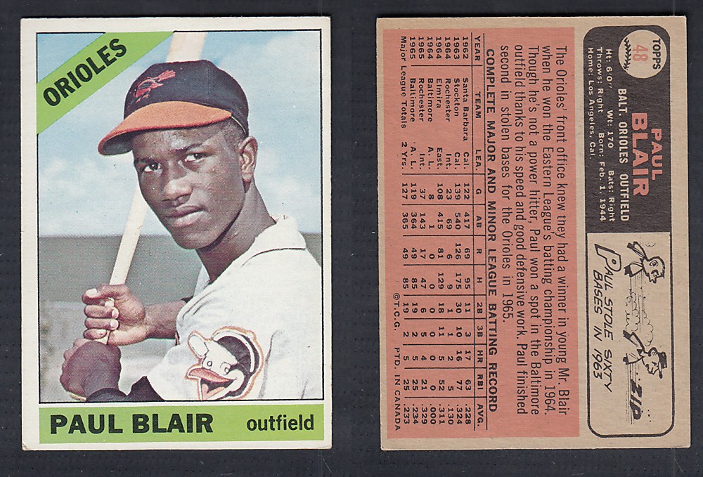 1966 O-PEE-CHEE BASEBALL CARD #48 P. BLAIR photo 1966 O-PEE-CHEE BASEBALL CARD #48 P. BLAIR photo