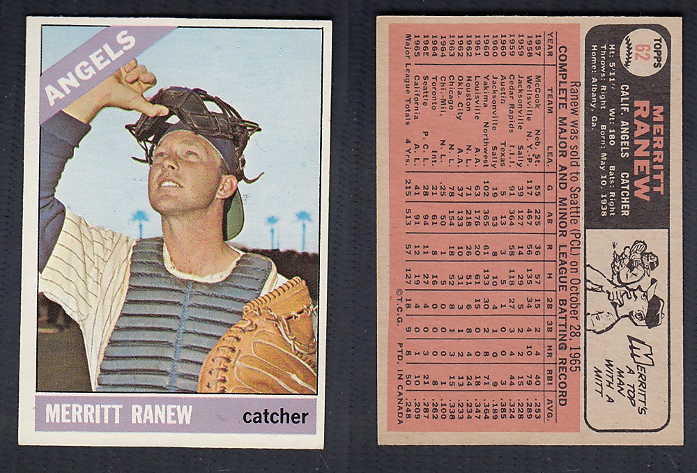 1966 O-PEE-CHEE BASEBALL CARD #62 M. RANEW photo 1966 O-PEE-CHEE BASEBALL CARD #62 M. RANEW photo