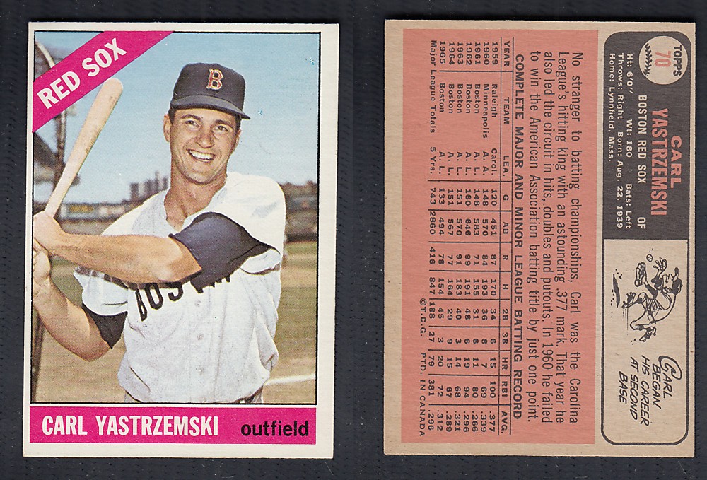 1966 O-PEE-CHEE BASEBALL CARD #70 C. YASTRZEMSKI photo 1966 O-PEE-CHEE BASEBALL CARD #70 C. YASTRZEMSKI photo