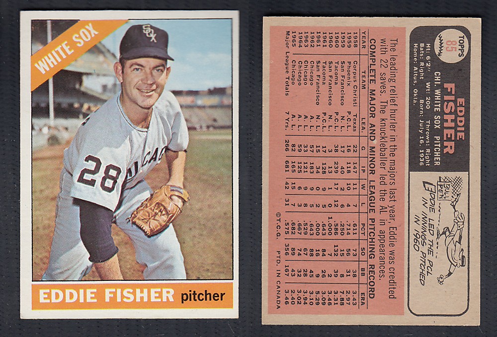 1966 O-PEE-CHEE BASEBALL CARD #85 E. FISHER photo 1966 O-PEE-CHEE BASEBALL CARD #85 E. FISHER photo