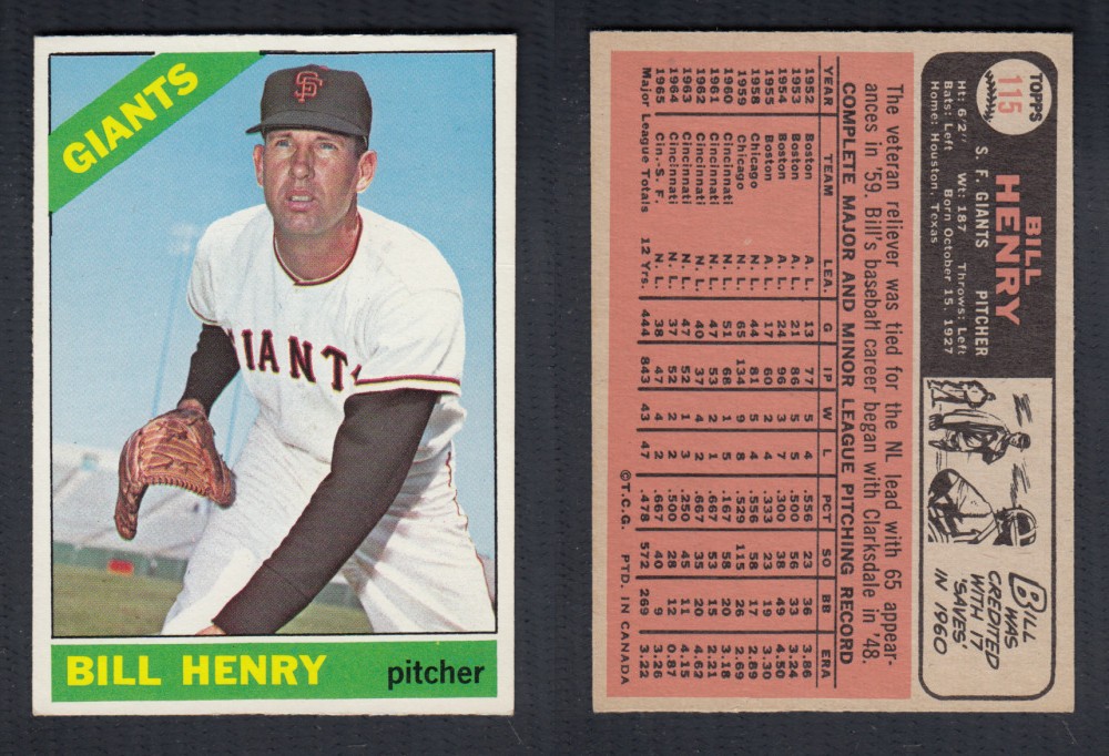 1966 O-PEE-CHEE BASEBALL CARD #115 B. HENRY photo 1966 O-PEE-CHEE BASEBALL CARD #115 B. HENRY photo