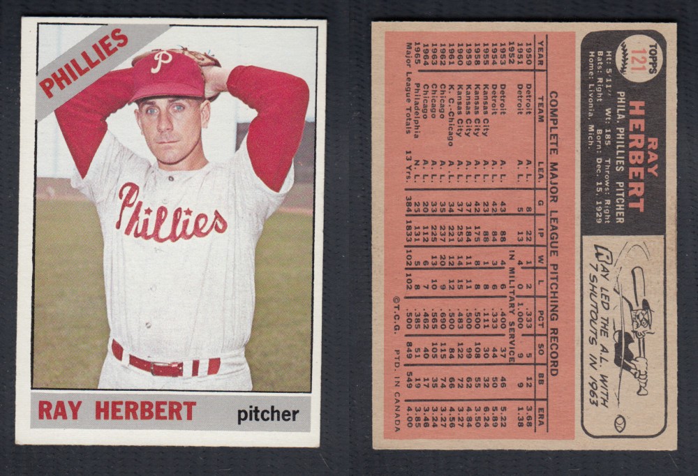 1966 O-PEE-CHEE BASEBALL CARD #121 R. HERBERT photo 1966 O-PEE-CHEE BASEBALL CARD #121 R. HERBERT photo