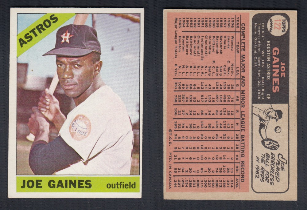 1966 O-PEE-CHEE BASEBALL CARD #122 J. GAINES photo 1966 O-PEE-CHEE BASEBALL CARD #122 J. GAINES photo