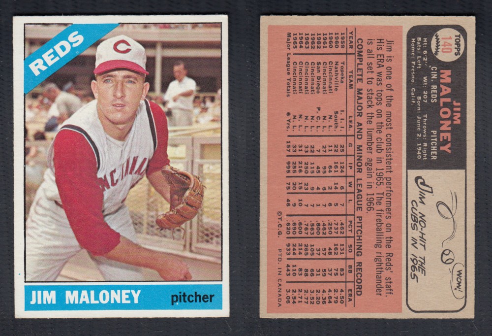 1966 O-PEE-CHEE BASEBALL CARD #140 J. MALONEY photo 1966 O-PEE-CHEE BASEBALL CARD #140 J. MALONEY photo
