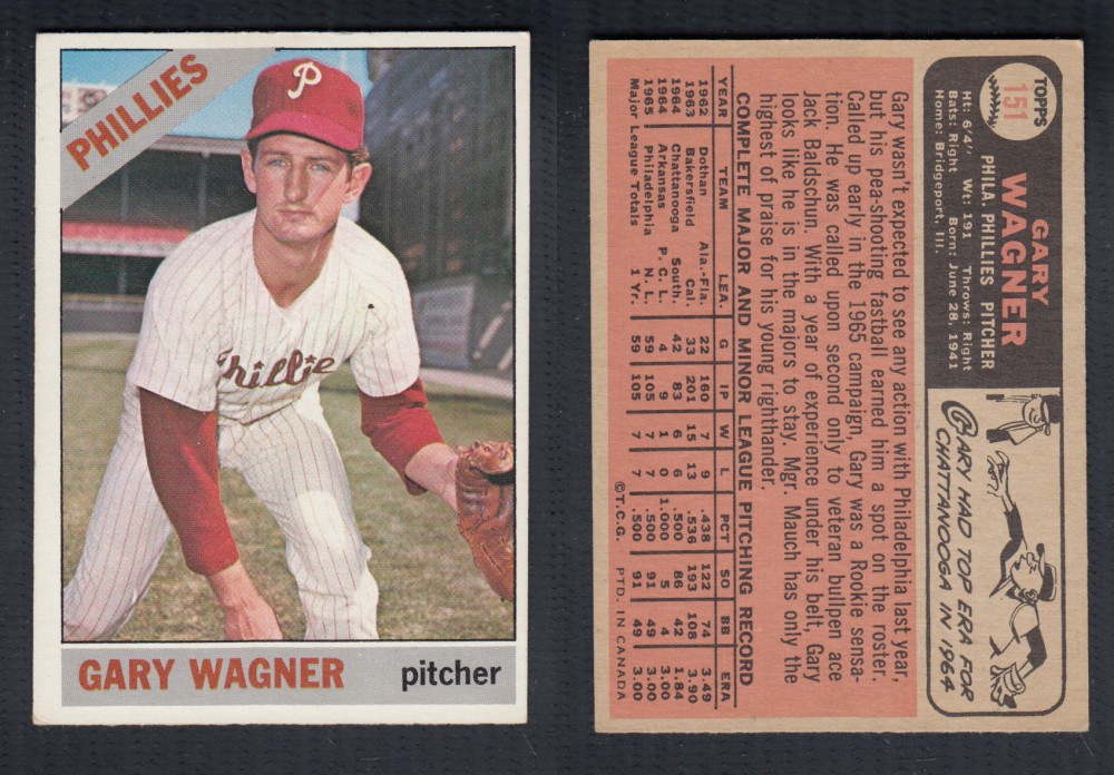 1966 O-PEE-CHEE BASEBALL CARD #151 G. WAGNER photo