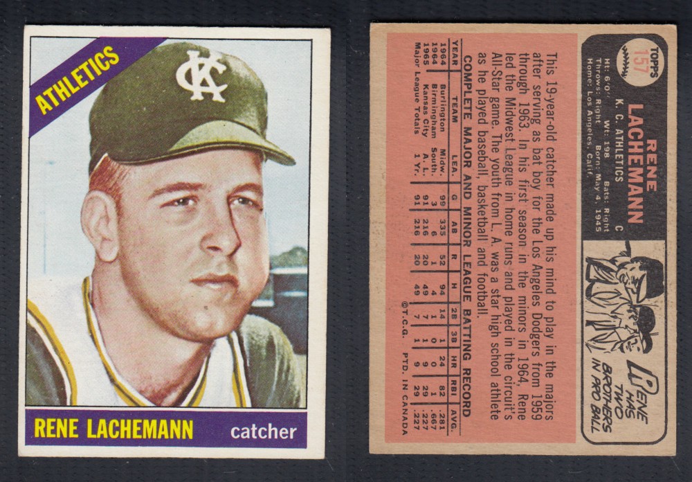 1966 O-PEE-CHEE BASEBALL CARD #157 R. LACHEMANN photo