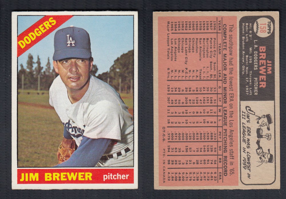 1966 O-PEE-CHEE BASEBALL CARD #158 J. BREWER photo 1966 O-PEE-CHEE BASEBALL CARD #158 J. BREWER photo