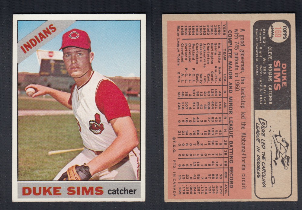 1966 O-PEE-CHEE BASEBALL CARD #169 D. SIMS photo 1966 O-PEE-CHEE BASEBALL CARD #169 D. SIMS photo