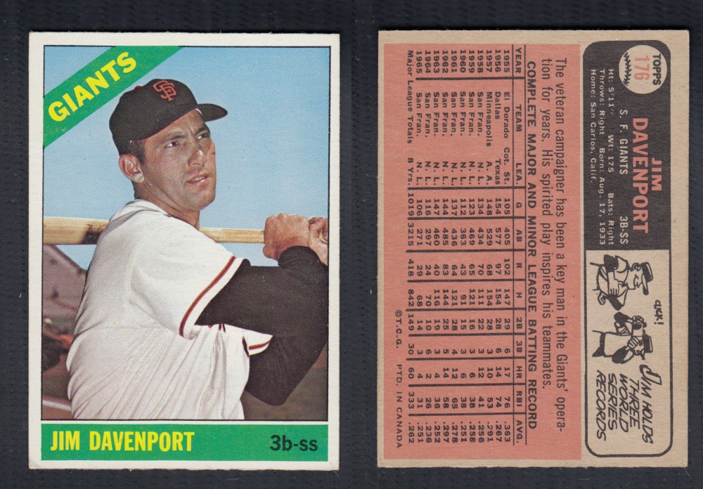 1966 O-PEE-CHEE BASEBALL CARD #176 J. DAVENPORT photo 1966 O-PEE-CHEE BASEBALL CARD #176 J. DAVENPORT photo