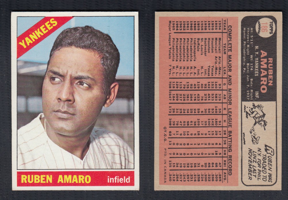 1966 O-PEE-CHEE BASEBALL CARD #186 R. AMARO photo 1966 O-PEE-CHEE BASEBALL CARD #186 R. AMARO photo