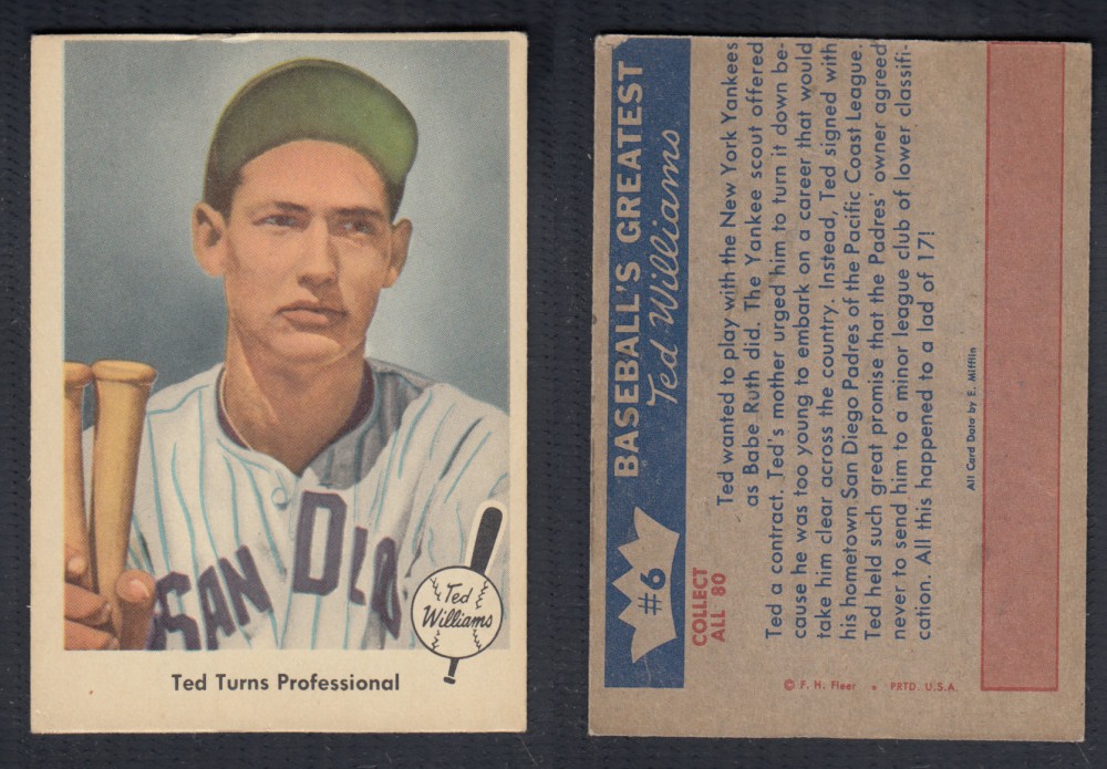 1959 FLEER TED WILLIAMS BASEBALL CARD #6 photo 1959 FLEER TED WILLIAMS BASEBALL CARD #6 photo