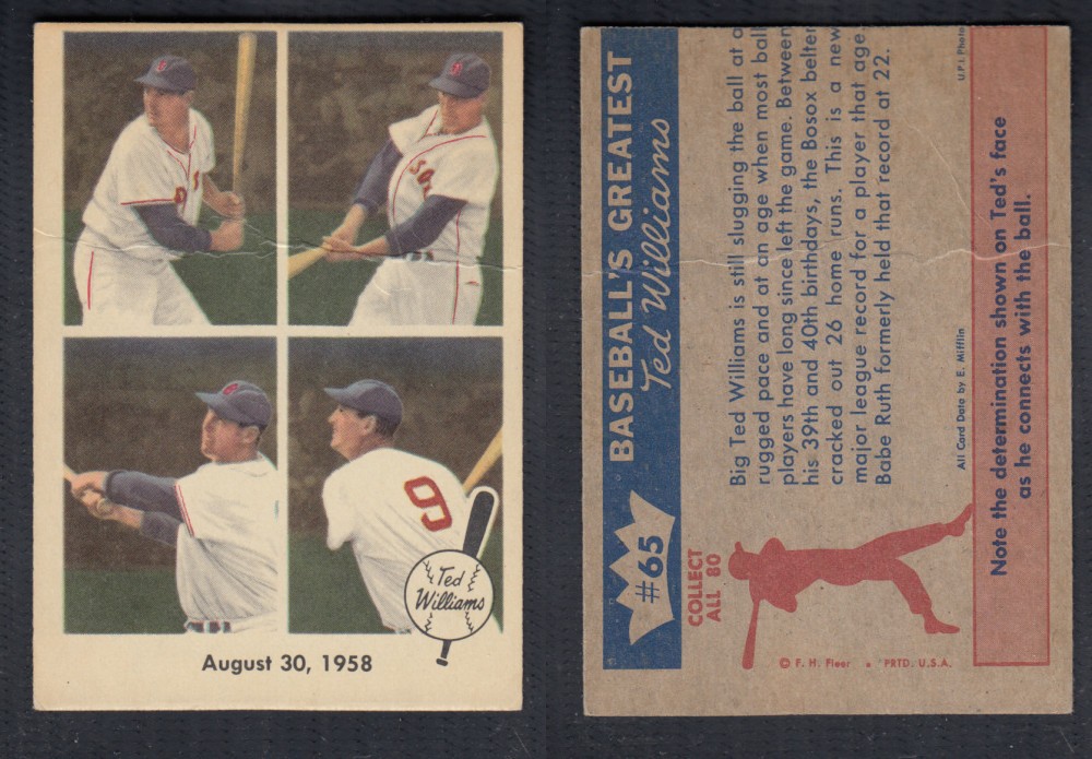 1959 FLEER TED WILLIAMS BASEBALL CARD #65 photo 1959 FLEER TED WILLIAMS BASEBALL CARD #65 photo