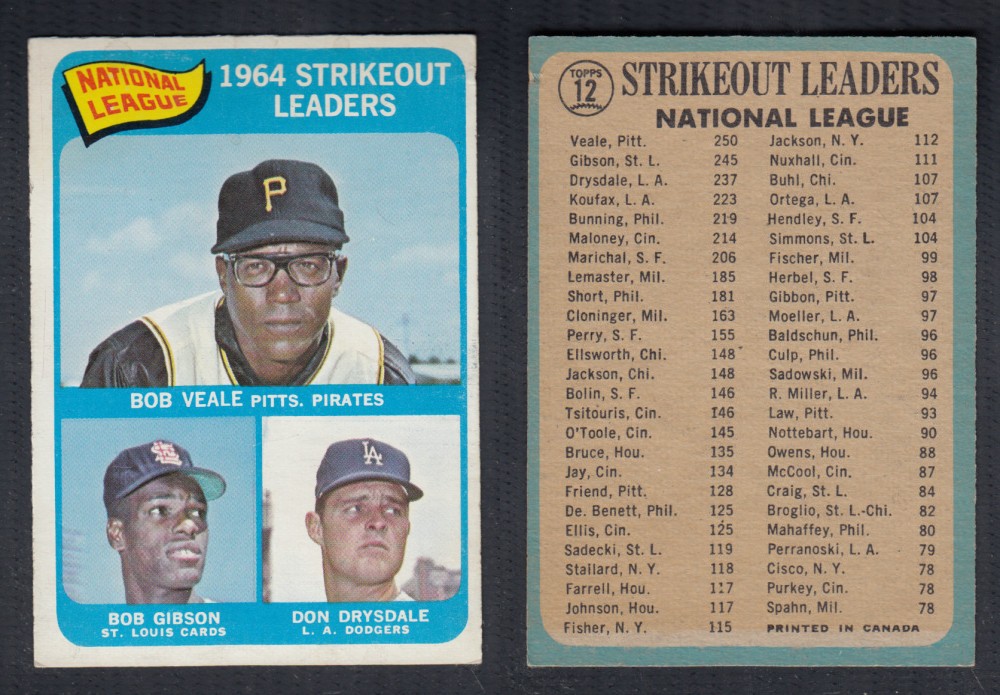 1965 O-PEE-CHEE BASEBALL CARD #12 STRIKE OUT LEADERS photo 1965 O-PEE-CHEE BASEBALL CARD #12 STRIKE OUT LEADERS photo