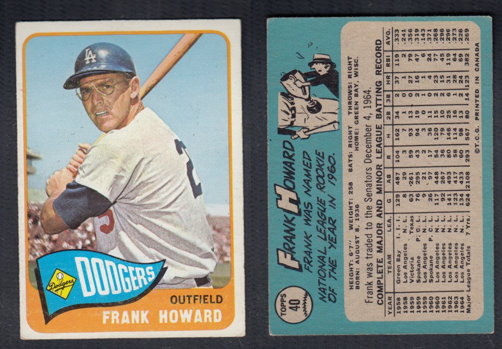 1965 O-PEE-CHEE BASEBALL CARD #40 F. HOWARD photo