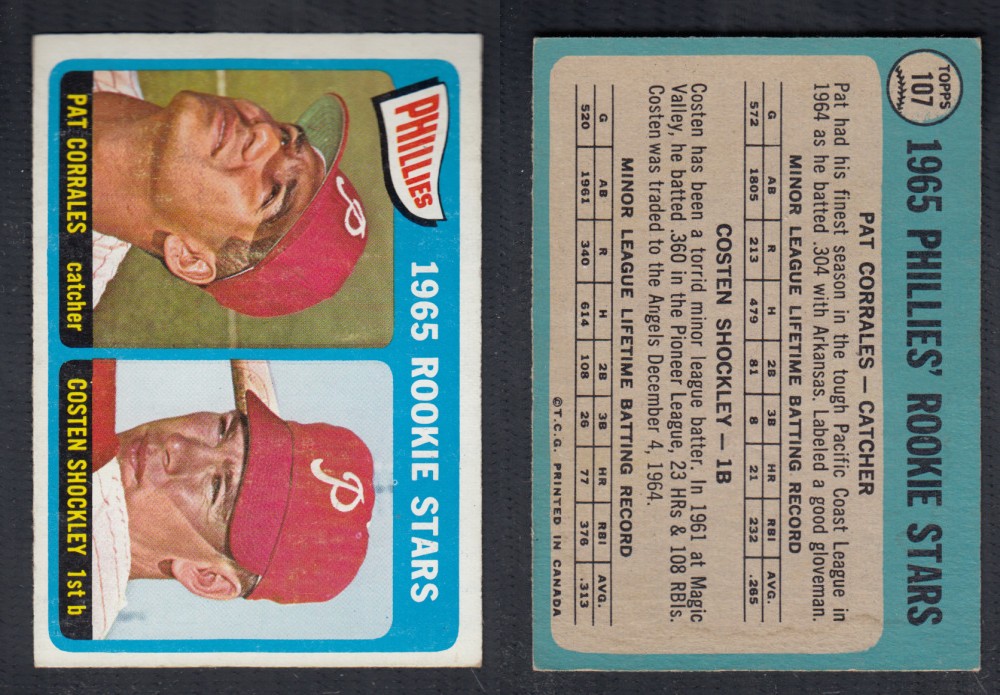 1965 O-PEE-CHEE BASEBALL CARD #107 PHILLIES ROOKIE STARS photo 1965 O-PEE-CHEE BASEBALL CARD #107 PHILLIES ROOKIE STARS photo