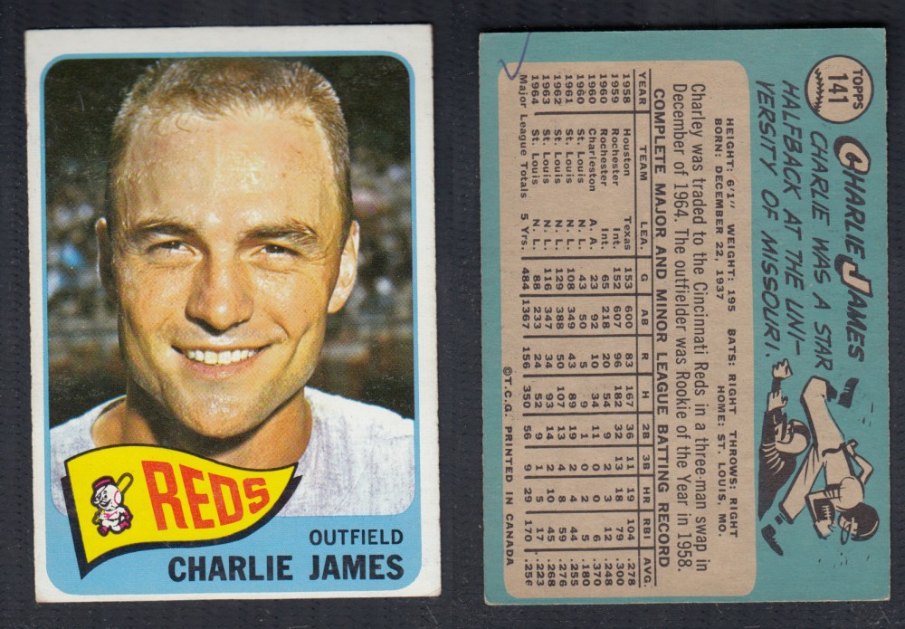 1965 O-PEE-CHEE BASEBALL CARD #141 C. JAMES photo 1965 O-PEE-CHEE BASEBALL CARD #141 C. JAMES photo
