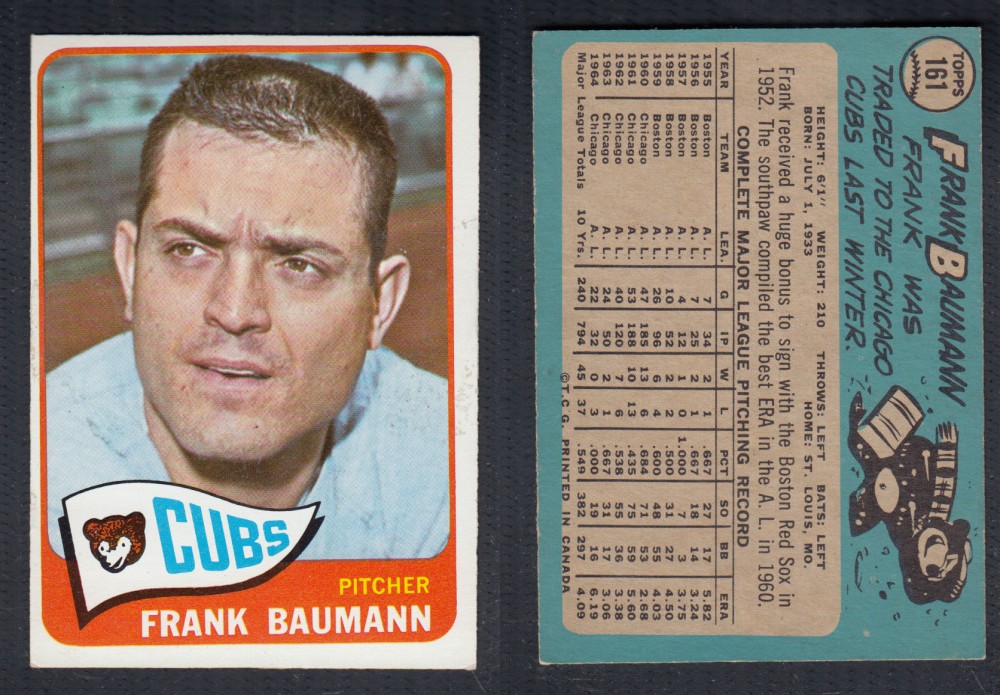 1965 O-PEE-CHEE BASEBALL CARD #161 F. BAUMANN photo