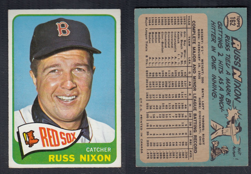1965 O-PEE-CHEE BASEBALL CARD #162 R. NIXON photo 1965 O-PEE-CHEE BASEBALL CARD #162 R. NIXON photo