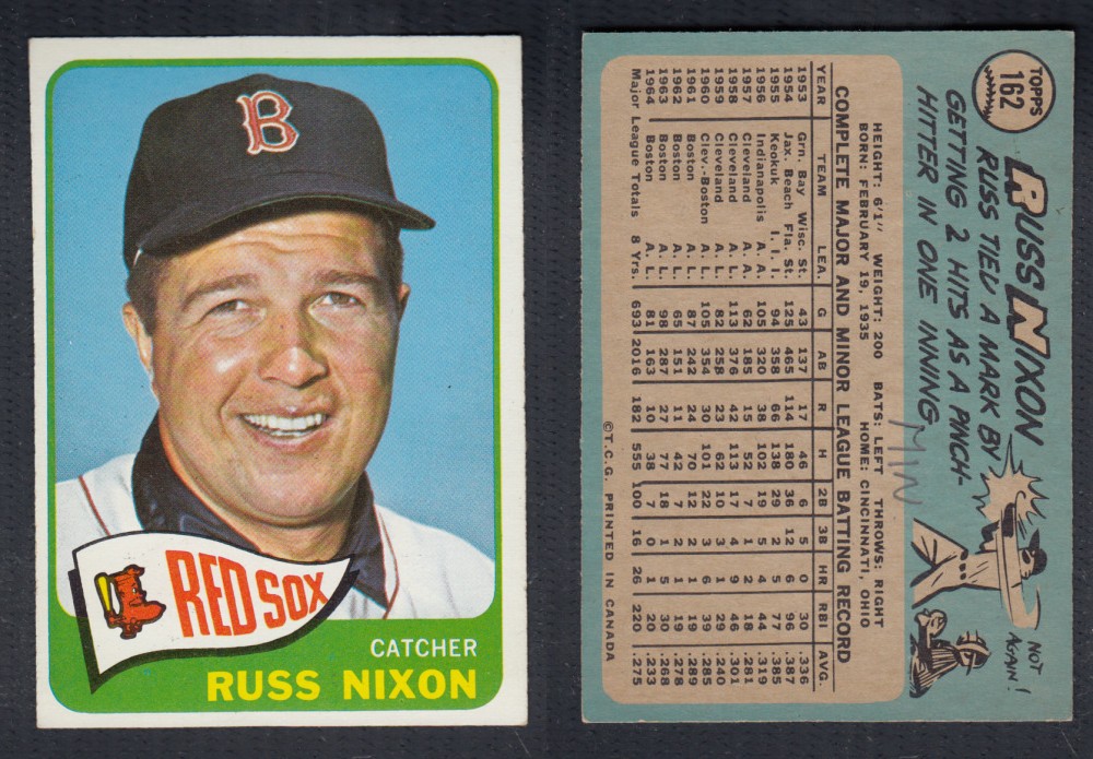 1965 O-PEE-CHEE BASEBALL CARD #162 R. NIXON photo 1965 O-PEE-CHEE BASEBALL CARD #162 R. NIXON photo