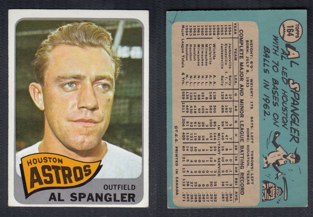 1965 O-PEE-CHEE BASEBALL CARD #164 A. SPANGLER photo 1965 O-PEE-CHEE BASEBALL CARD #164 A. SPANGLER photo