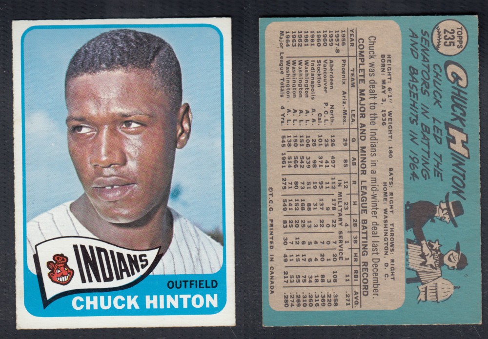 1965 O-PEE-CHEE BASEBALL CARD #235 C. HINTON photo 1965 O-PEE-CHEE BASEBALL CARD #235 C. HINTON photo