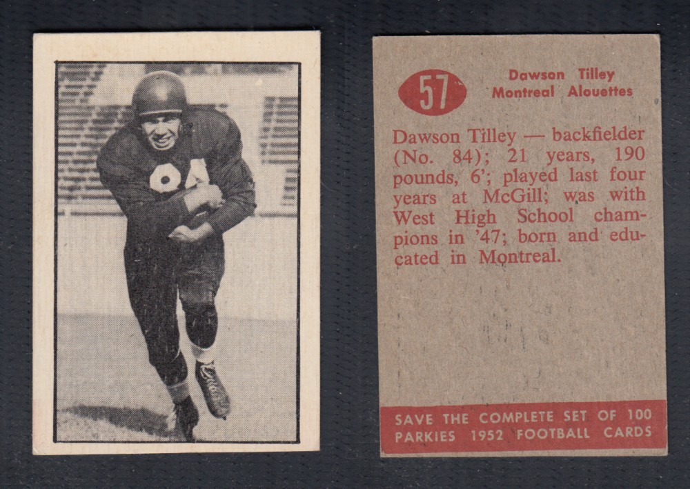 1952 CFL PARKHURST FOOTBALL CARD #57 D. TILLEY photo 1952 CFL PARKHURST FOOTBALL CARD #57 D. TILLEY photo