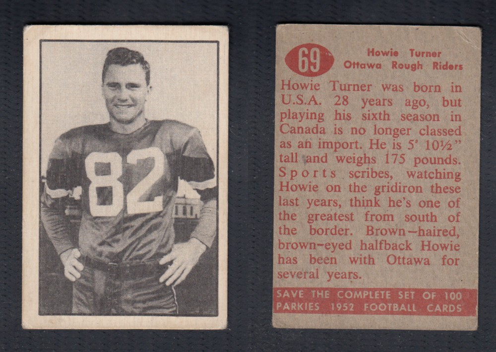 1952 CFL PARKHURST FOOTBALL CARD #69 H. TURNER photo