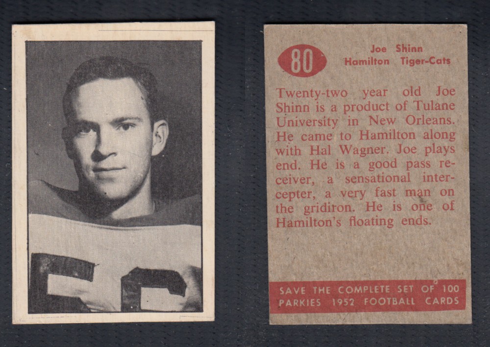 1952 CFL PARKHURST FOOTBALL CARD #80 J. SHINN photo 1952 CFL PARKHURST FOOTBALL CARD #80 J. SHINN photo
