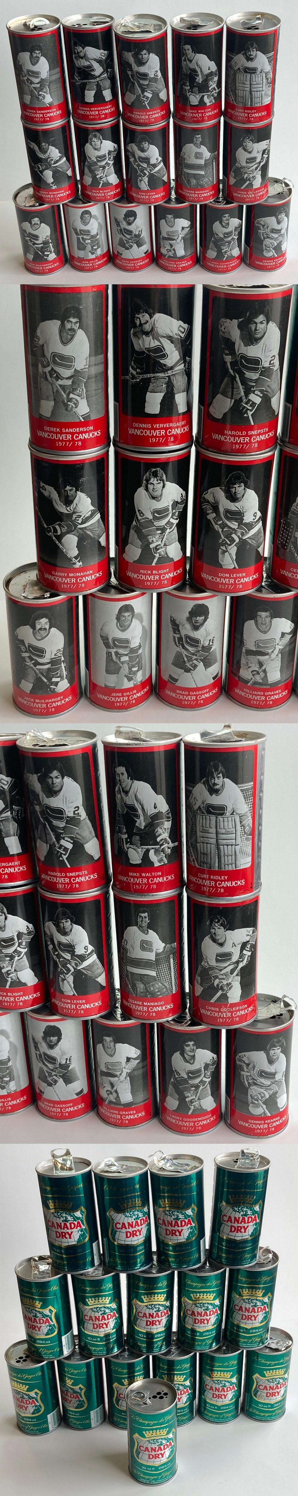 1977-78 CANADA DRY VANCOUVER CANUCKS CANS FULL SET 16/16 photo 1977-78 CANADA DRY VANCOUVER CANUCKS CANS FULL SET 16/16 photo
