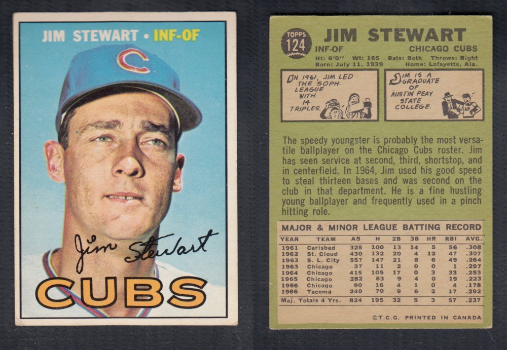 1967 O-PEE-CHEE BASEBALL CARD #124 J. STEWART photo 1967 O-PEE-CHEE BASEBALL CARD #124 J. STEWART photo