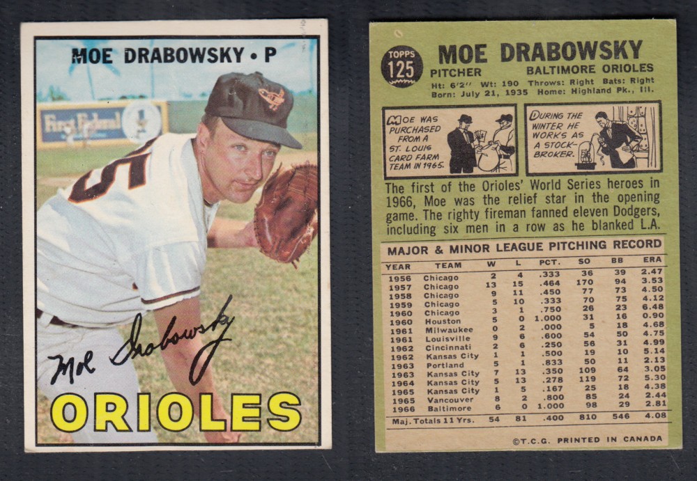 1967 O-PEE-CHEE BASEBALL CARD #125 M. DRABOWSKY photo
