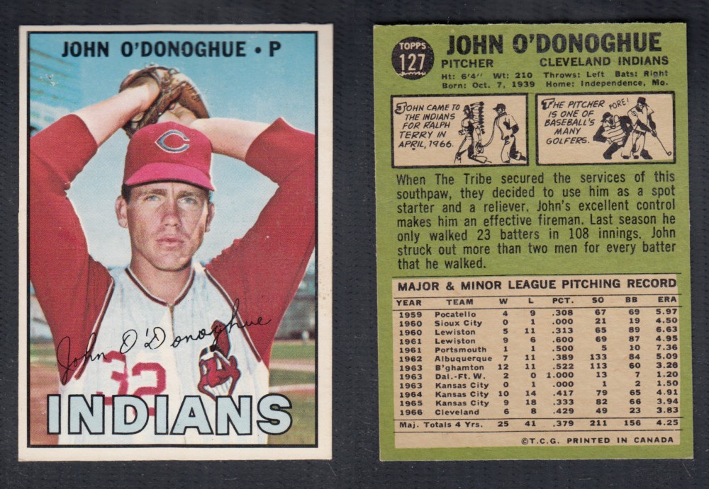 1967 O-PEE-CHEE BASEBALL CARD #127 J. O'DONOGHUE photo