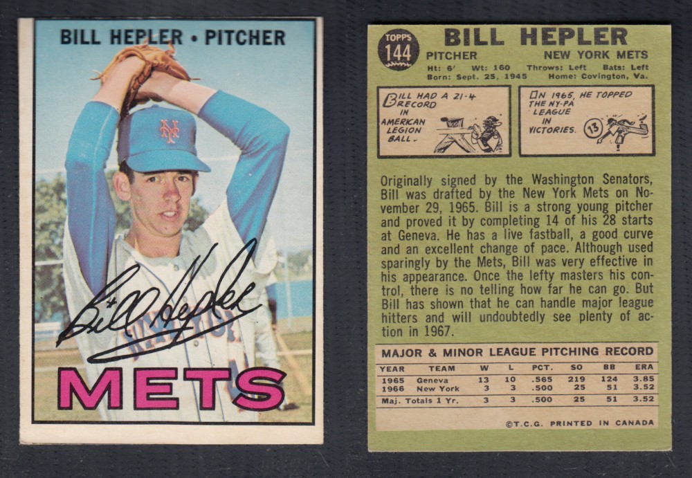 1967 O-PEE-CHEE BASEBALL CARD #144 B. HEPLER photo 1967 O-PEE-CHEE BASEBALL CARD #144 B. HEPLER photo