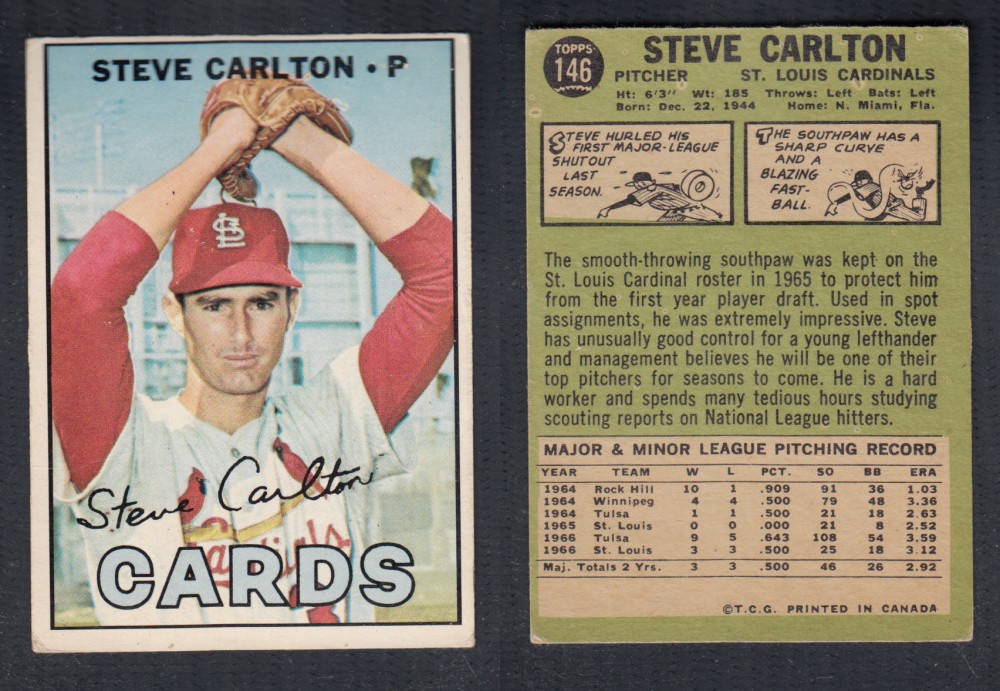 1967 O-PEE-CHEE BASEBALL CARD #146 S. CARLTON photo 1967 O-PEE-CHEE BASEBALL CARD #146 S. CARLTON photo