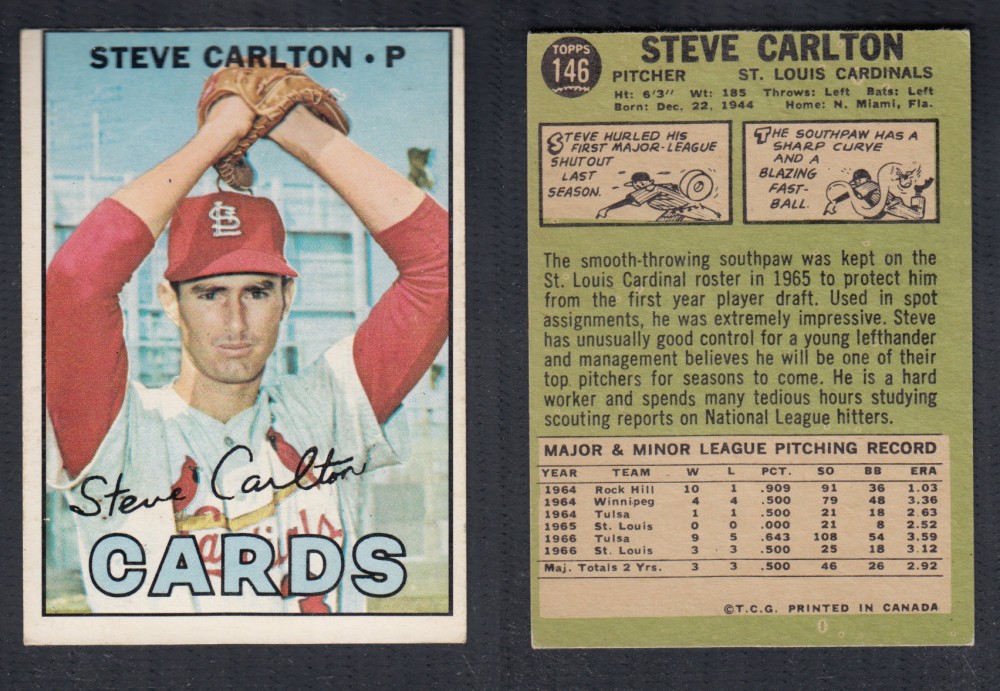1967 O-PEE-CHEE BASEBALL CARD #146 S. CARLTON photo 1967 O-PEE-CHEE BASEBALL CARD #146 S. CARLTON photo