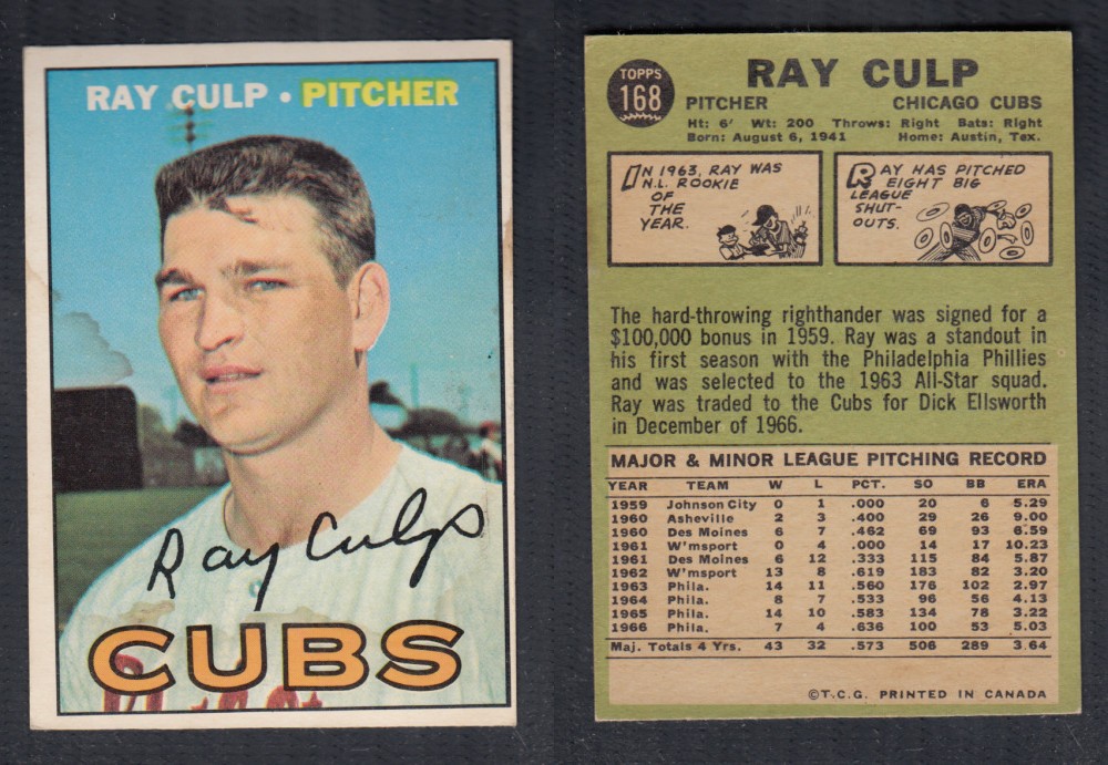 1967 O-PEE-CHEE BASEBALL CARD #168 R. CULP photo 1967 O-PEE-CHEE BASEBALL CARD #168 R. CULP photo