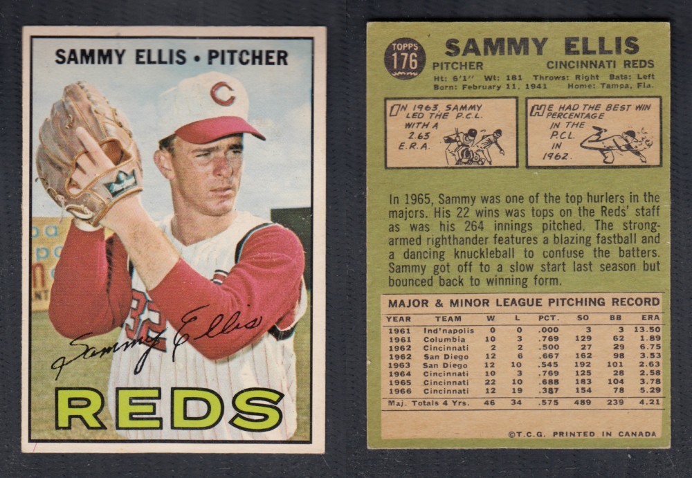 1967 O-PEE-CHEE BASEBALL CARD #176 S. ELLIS photo 1967 O-PEE-CHEE BASEBALL CARD #176 S. ELLIS photo