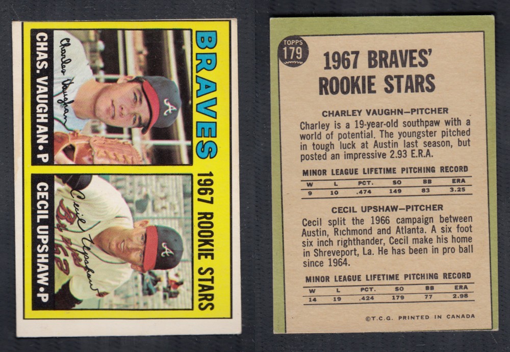 1967 O-PEE-CHEE BASEBALL CARD #179 BRAVES ROOKIE STARS photo 1967 O-PEE-CHEE BASEBALL CARD #179 BRAVES ROOKIE STARS photo